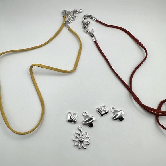 Premier Designs Silver Plate Jewelry Charms Set of 2 Necklace Heart Flower Cross - Picture 13 of 13